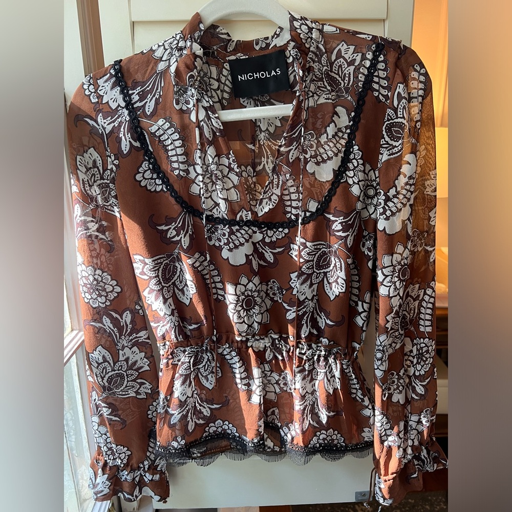 Nicholas Silk Floral Print Blouse